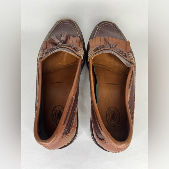H.S. Trask Bozeman Tassel Moc-Toe Dress Loafer Two Tone Leather Mens Size 12M - Picture 10 of 15
